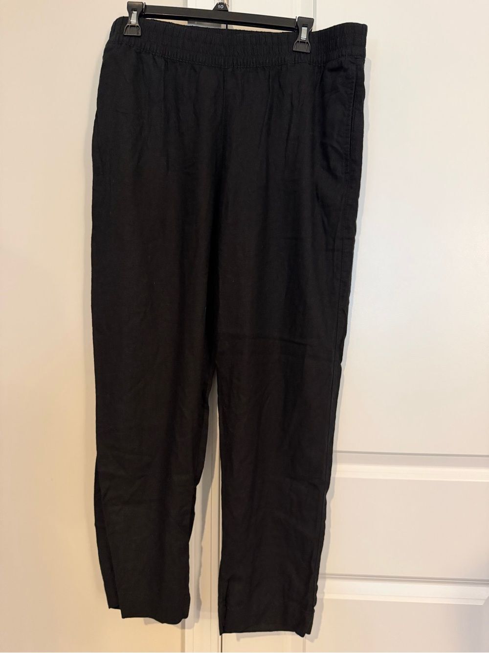 Old Navy Linen Blend Wide Leg Pants Black Women's Large L 55% Linen Pull On